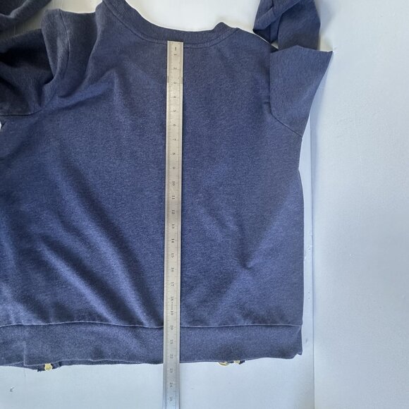 MICHAEL Michael Kors Crew Neck Pullover Sweatshirt Women's L Blue Gold Zip Soft - Picture 8 of 9